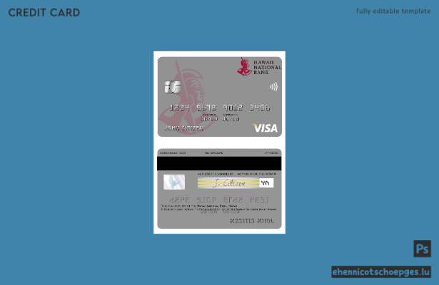 Hawaii, Beispielvorschau der Visa-Karte der Hawaii National Bank